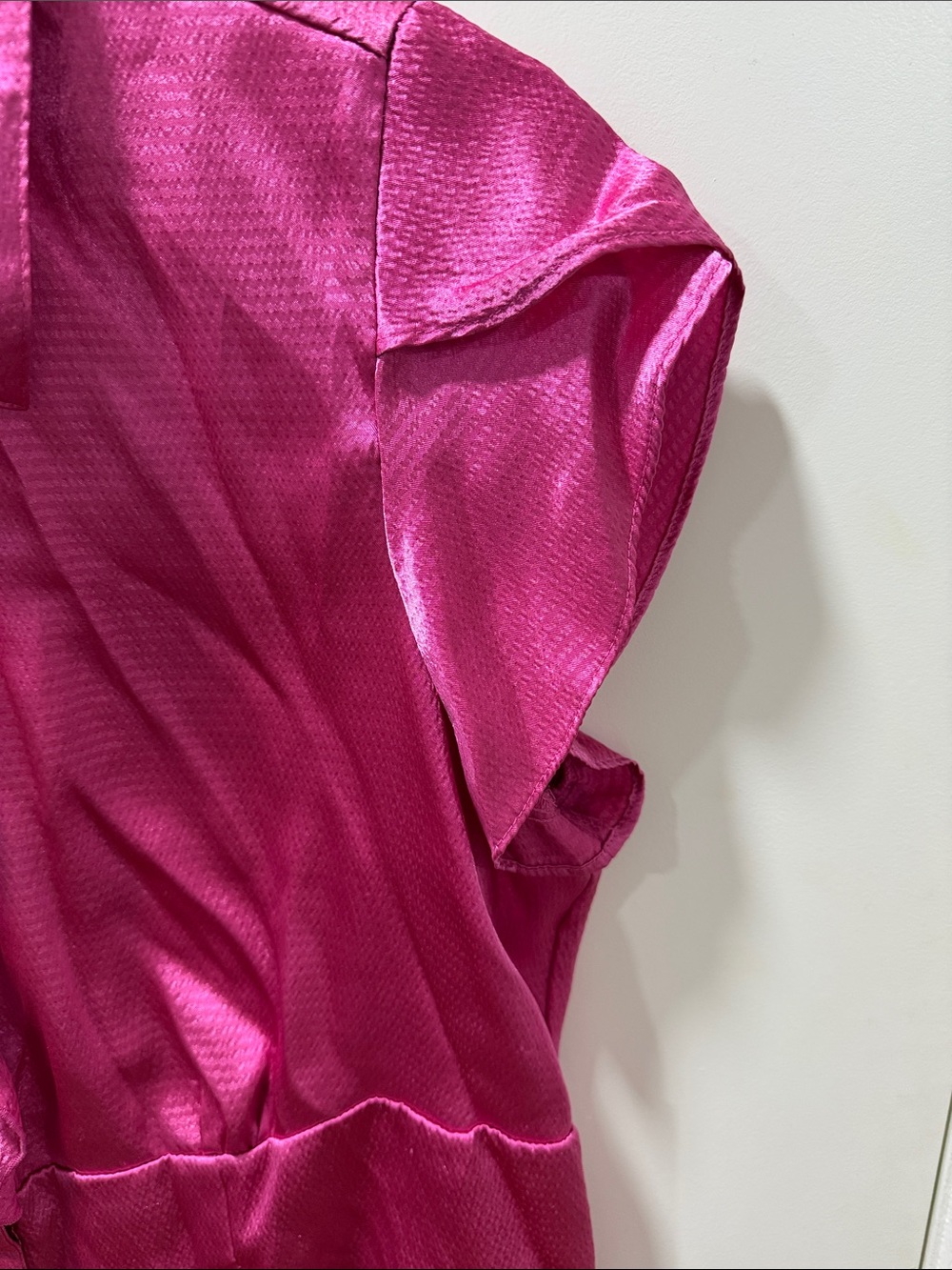 Fuchsia Short-Sleeve Ruffle-Front Blouse - Picture 8 of 8